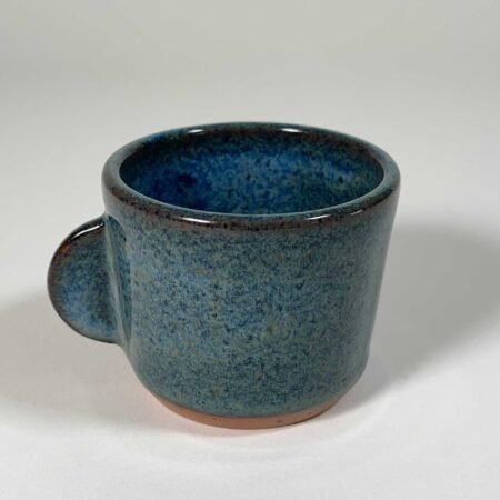 Espresso Cup with Half Circle Handle, Blue-green Glaze, 3 fl oz