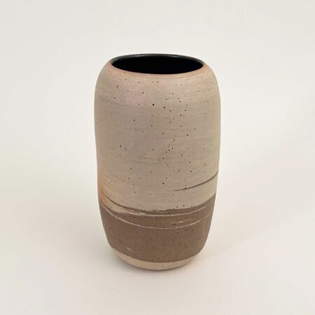 Vase, Buff and Light Brown Clay, 9.25" Tall
