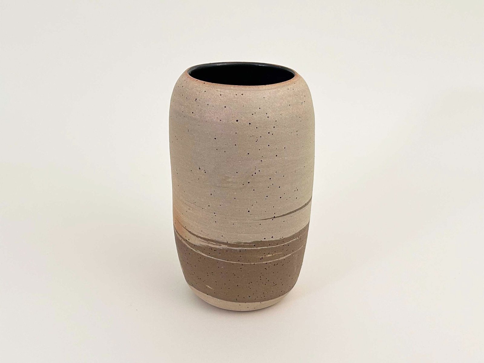 Vase, Buff and Light Brown Clay, 9.25" Tall
