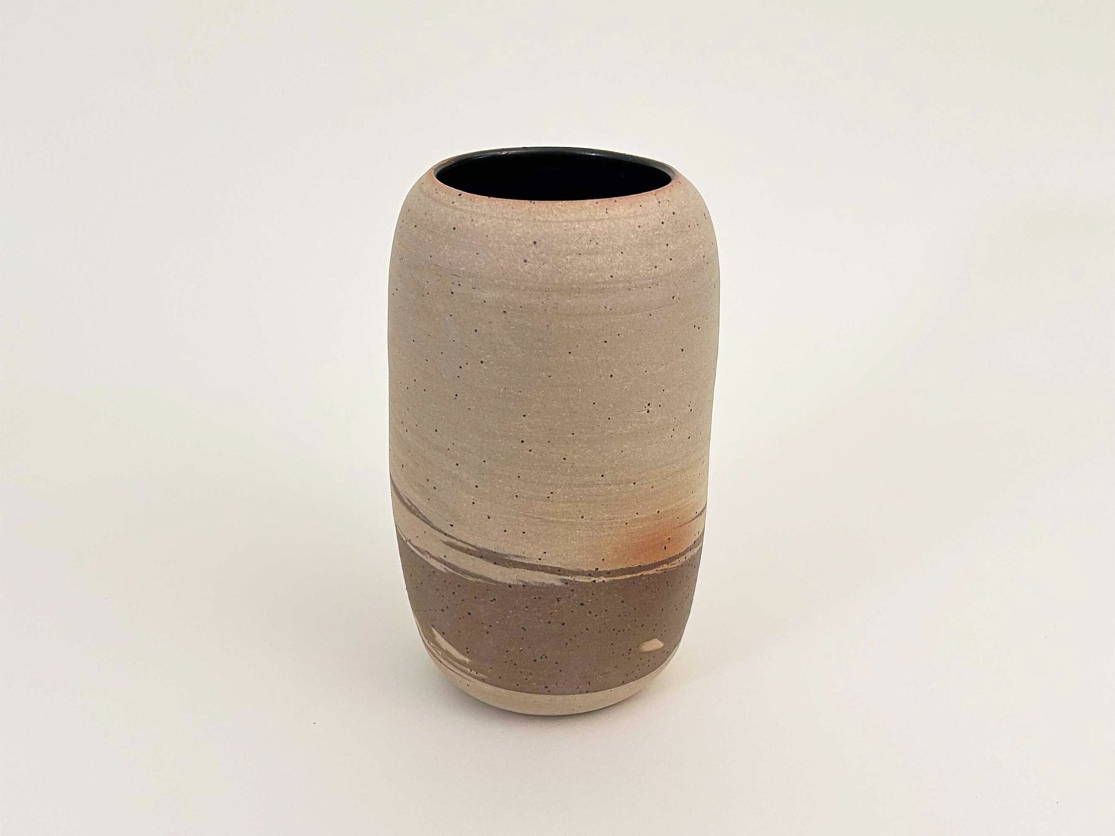 Vase, Buff and Light Brown Clay, 9.25" Tall - Image 4