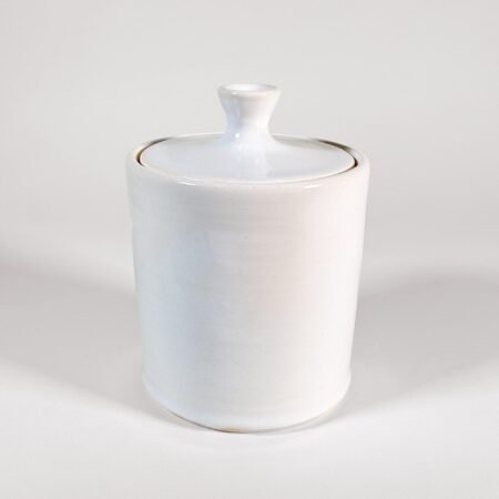 Covered Jar, White, 6.5" Tall